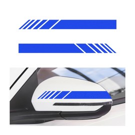 KVAEY 2 PCS Car Rear View Mirror Stickers, Automotive Anti-Collision Side Mirror Stripes Decals, Side Rear View Mirror Reflective Graphics for Vehicle, Exterior Car Accessories (Blue)