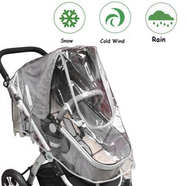 Universal Rain Cover for Pushchair Stroller Large Rain Cover for Buggy Pram with Zip Waterproof Durable Transparent Baby Stroller Buggy Carrycots Weather Shield Fit Most Strollers