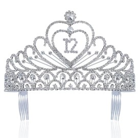 Janefashions Twelve 12-Year-Old Clear White Austrian Rhinestone Crystal Tiara Crown Hair Combs Head Jewelry Headband Girl 12th Birthday Party T12