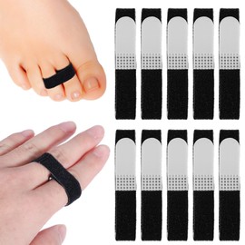 Pack of 10 Buddy Tape Finger Bands, Nylon Finger Tape, Reusable, Non-Slip Velcro Finger Splints, Washable Buddy Straps for Fingers, Finger Wraps for Injured Fingers (Black)