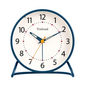 Tinload 4.5" Antique Retro Analog Alarm Clock, Small Silent Desk Clock with Manual Light, Snooze, for Living Room, Bedroom, Bedside, Desk(Blue)
