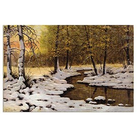 Tile Mural Landscape Evening Sun Sunset Forest Winter River by Ivan Choultse Kitchen Bathroom Shower Wall Backsplash Splashback 3x2 6" Ceramic, Glossy
