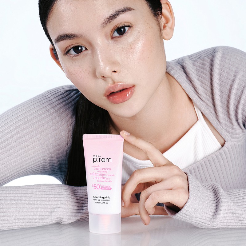 Makeprem [더블구성] 메이크프렘 수딩 핑크 톤업 선크림 SPF 50+ PA++++