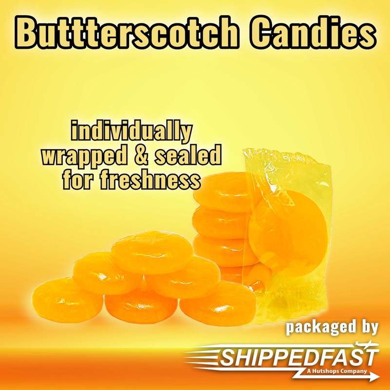 Butterscotch Hard Candies. (5 Pound Bag) of Individually Wrapped and