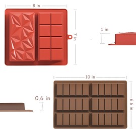 Hushiseek Dubai Chocolate Bar Molds,1 Inch Deep Large and Thick Silicone Chocolate Molds 2PCS Big Chocolate Candy Bar Mold for Filling Pistachio