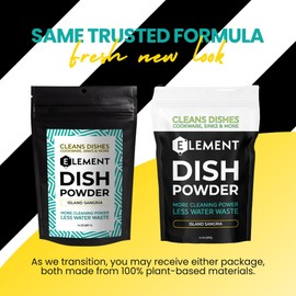 ELEMENT Dish Powder | Grease-Fighting Dish Soap | No Harsh Chemicals, Liquidless, Plastic-Free | Plant-Based Pouch and Scoop (Island Sangria, 14 OZ Pouch)