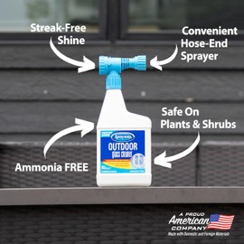 Sprayway Outdoor Glass Cleaner, 32oz | Streak-Free Shine, Foaming Action | Ideal for Windows, Patio Doors, and Outdoor Glass Surfaces