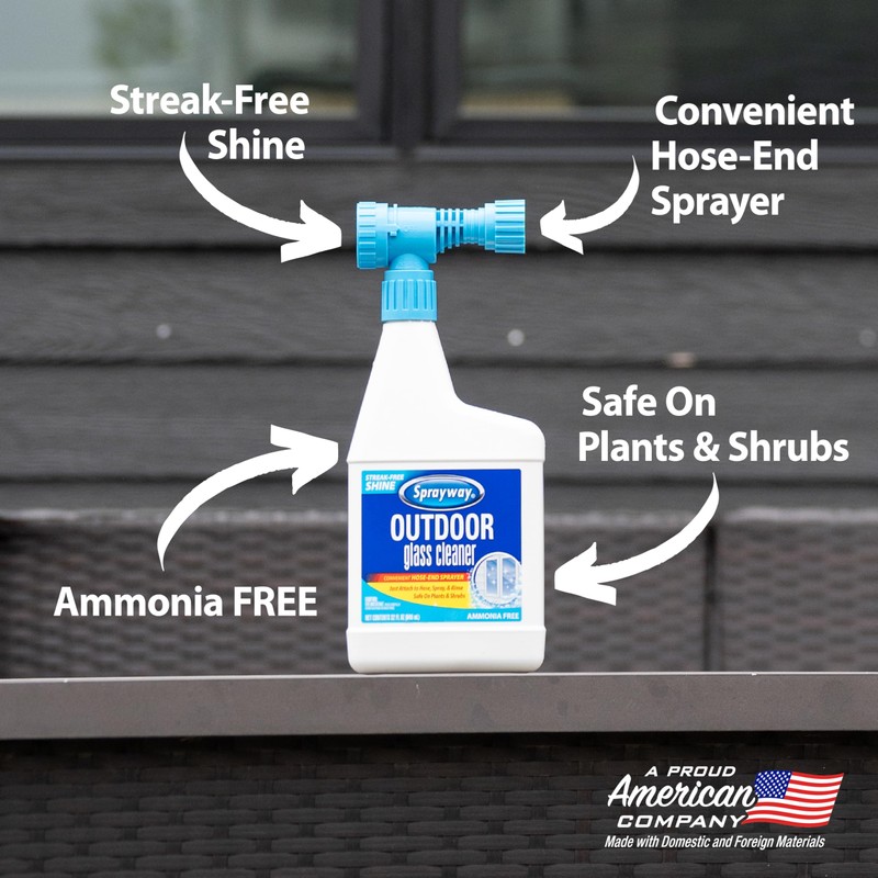 Sprayway Outdoor Glass Cleaner, 32oz | Streak-Free Shine, Foaming Action