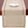 Grelucgo Large Handmade Hemstitch Beige Table Runner, Rectangular 14 by