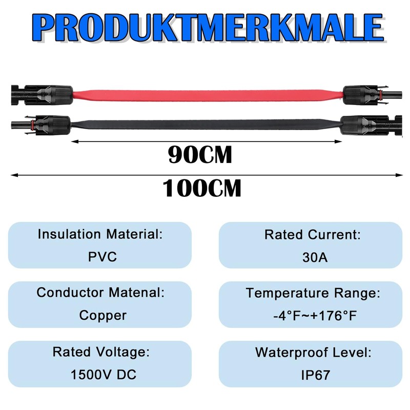Sorlpv Solar Panel Flat Cable 6 mm², 100 cm Solar