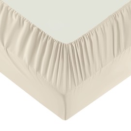 Moonlight Bedding King Size Brushed Polyester Fitted Sheet, 152 x 200 Cm, Cream, Deep Pockets, Hypoallergenic, Easy Care