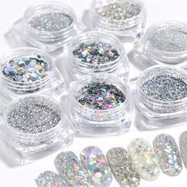 8 box set laser holo glitter glitter parts powder nail decor gel nail art glitter