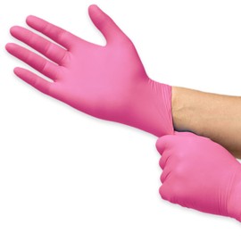 Inspire Pink Gloves Disposable Latex Free 2 Pack Value | Nitrile Pink Gloves Nail Salon and Hair Dye Gloves | Esthetician Nitrile Disposable Gloves | Nitrile gloves Medium