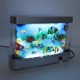 Luz LED Sensorial para Acuario, 12,2 X 8,9 Pulgadas, Decoración de Peces Tropicales Artificiales, Lámpara Decorativa de Acuario Falsa con Peces en Movimiento