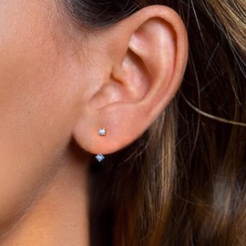 Gold Birthstone Earrings for Women Opal Earrings Small Tiny Cubic Zirconia Earrings Minimalist Everyday CZ Crystal Earrings for Women