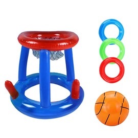 Pool Toys Pool Basketball Hoop Throwing Ring Set Inflatable Floating Swimming Pool Basketball Game for Kids Adults