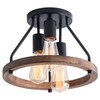 VILUXY Industrial Flush Mount Ceiling Light Fixture with Retro Wood