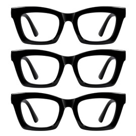 Hubeye 3 Pack Oprah Style Reading Glasses for Women Men Blue Light Blocking Computer Square Readers with Spring Hinge +3.0