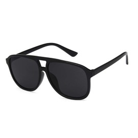 Shiratori Unisex Sunglasses Fashion Blue Drive Holiday Rectangle Non-Polarized UV400, Bright Black Grey, One Size