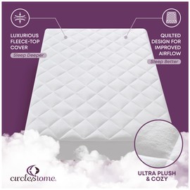 CIRCLESHOME Full XL Size Mattress Pad Pillow Top - Double Puff Fleece Top Down Alternative Mattress Protector -Soft, Comfortable, and Hypoallergenic - Stretches from 14-16 inches for Snug Fit