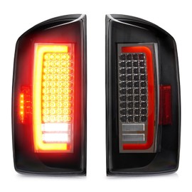 Tresound LED Tail Lights for Dodge Ram 1500 2007 2008, Dodge Ram 2500 3500 2007 2008 2009, Rear Taillights Assembly, 55277302AC 55277303AC, Chrome Housing Clear Lens