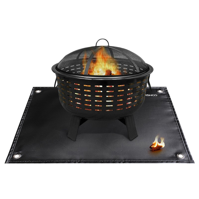 TOMSHOO Under Grill Mat Fire Pit Deck Patio Ember Mat