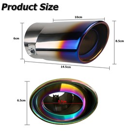 CGEAMDY Exhaust Trim Round Tailpipe, Tailpipe Tip, Stainless Steel Exhaust Pipe, Universal 38-53 mm Sound Vapor Trim Round Chrome Exhaust Tips Rustproof Car (Blue Straight)