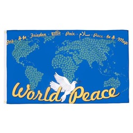 AZ FLAG - Peace In The World With Map Flag - 2x3 Ft - 100D Polyester World Peace Banner with Two Metal Grommets - Fade Resistant - Vivid Colors - 2' x 3' Feet - 90x60 Cm