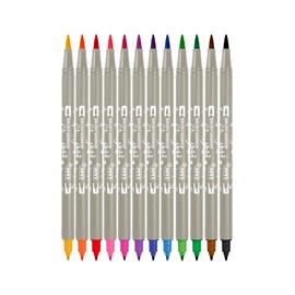 Jovi Brush Marker Lettering Marker with Double Tip, Case with 12 Colours (1312DP)