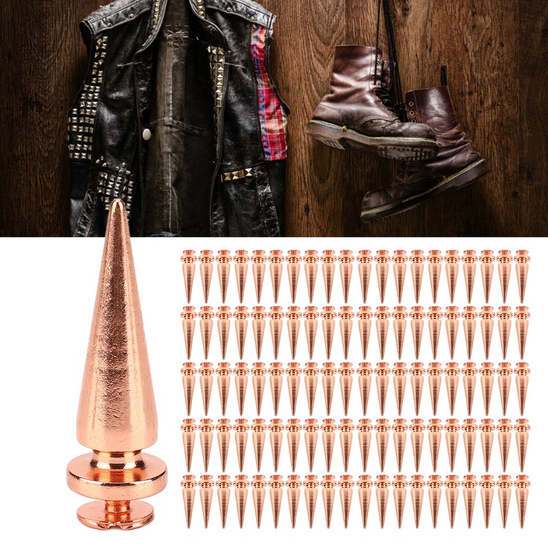 100set Punk Cone Spikes Studs Rose Gold Pointed Electroplating Burr