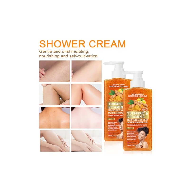 2Packs Turmeric Orange Vitamin C Body Wash with Cocoa Seed