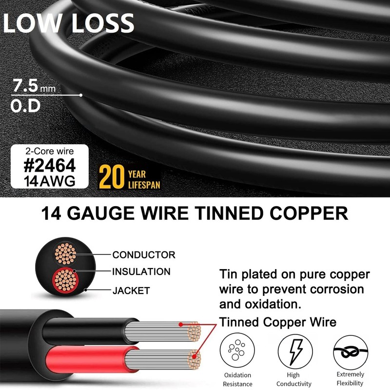 30Ft Jackery Extension Cable 14AWG 8mm Solar Panel Extension Cable