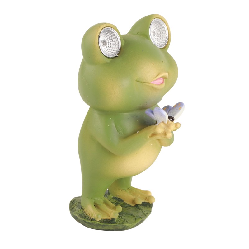 Garden Patio Fence Solar Lights Scare Frog Resin Decorative Ornaments