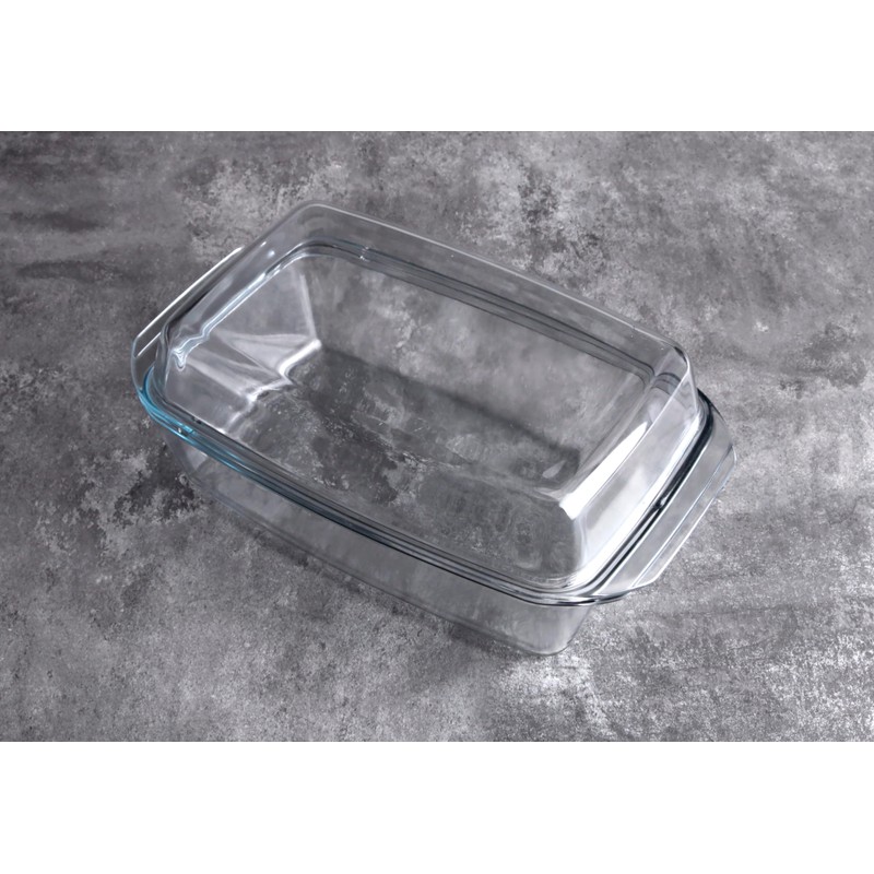 Rectangular Tempered Glass Casserole Dish with Glass Cover - Oven,