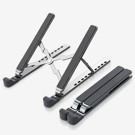 POWERSUP Laptop Stand for Desk, Adjustable Laptop Stand with 8 Angle Adjustment, Aluminium Alloy Laptop Holder, Foldable Computer Stand for 10-16 Inch Laptops (Silver-07)