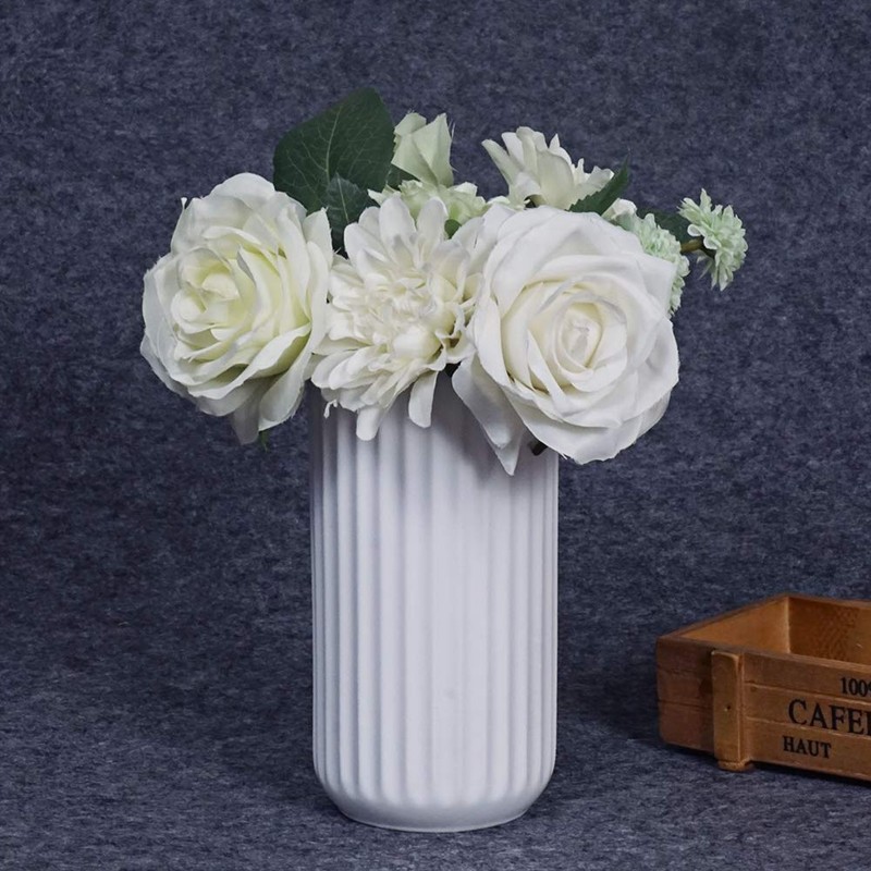 HCHLQLZ 7 inch White Ceramic Flower Vase Home Decor Vase