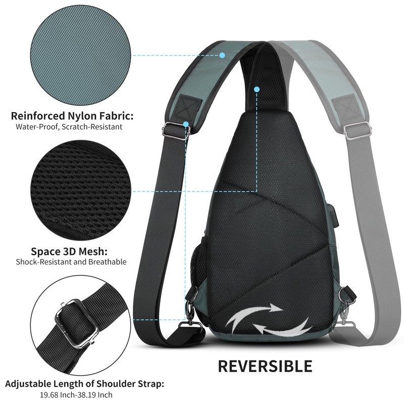 AMJ Sling Bag for Travel and Hiking - Multipurpose Crossbody