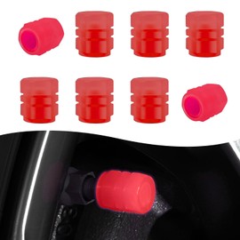 Arwrilt 8 PCS Car Luminous Tire Valve Stem Caps, Fluorescent Glow in The Dark Night Air Caps Cover, Universal Reflective Rubber Ring Tire Pressure Caps, for Most Cars Trucks (Red)
