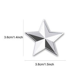 Winluu 1Pc Star Stickers Car Stickers Metal Stars Stickers Car Decals Star Sticker Car Emblem 1.5"" Large Star Stickers for Cars Truck Bumper Stickers (Chrome Sliver)