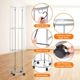 Rolitwils Roliwils Basketball Holder Ball Rack, 2-in-1 wall mount or mobile with wheels | multi-sport ball storage for garage/indoor/outdoor | quick access | 13"x13"x57"