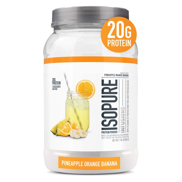 Isopure Protein Powder, Clear Whey Isolate Protein, Post Workout Recovery Drink Mix, Gluten Free with Zero Added Sugar, Infusions- Pineapple Orange Banana, 36 Servings