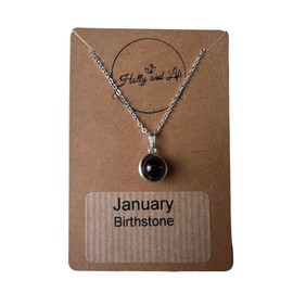 Crystal Bead Birthstone Necklace, Crystal Pendant Necklace, Crystal Necklace, Birthstones Necklace, Stirling Silver 925, Natural Crystal Necklace, Healing Necklace, Bead Crystal, (January - Garnet)