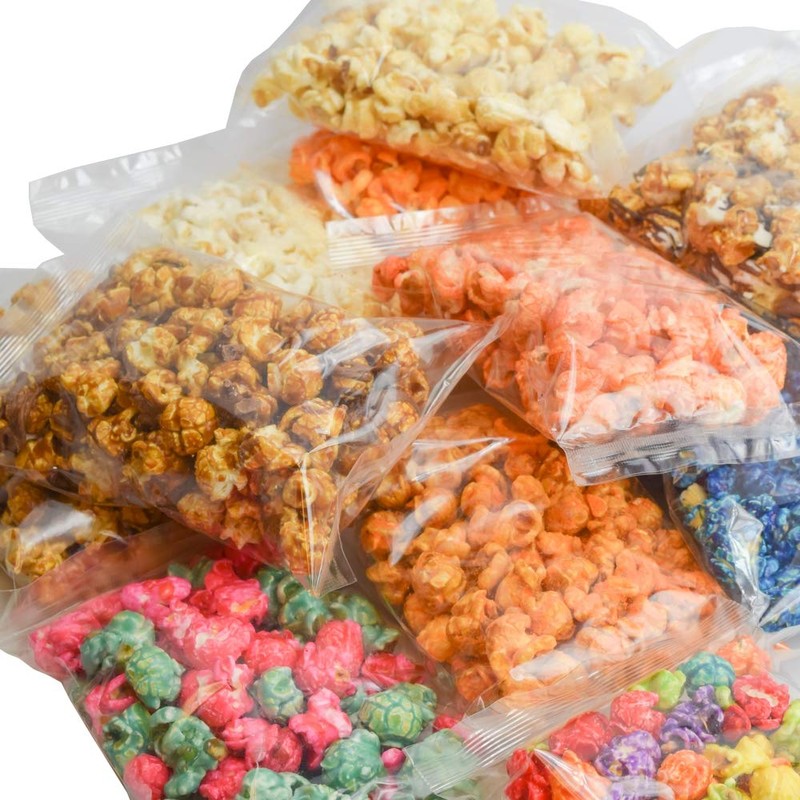 Gourmet Popcorn Sampler Box, 12 Sample size Bags, Gourmet Candied