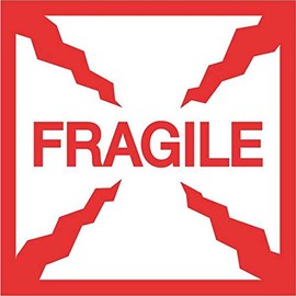 Aviditi Tape Logic 2" x 2","Fragile" Red/White Warning Sticker, for Shipping, Handling, Packing, and Moving (1 Roll of 500 Labels)