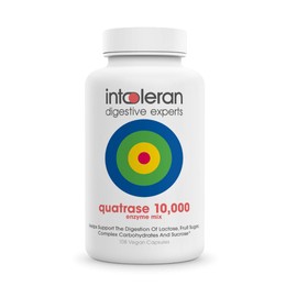 Intoleran Quatrase Forte Digestive Enzymes - 108 Capsules | Highly Dosed Supplement for FODMAP Intolerance | Helps Digest Lactose and Complex Carbohydrates* | Pure & Vegan | Low FODMAP