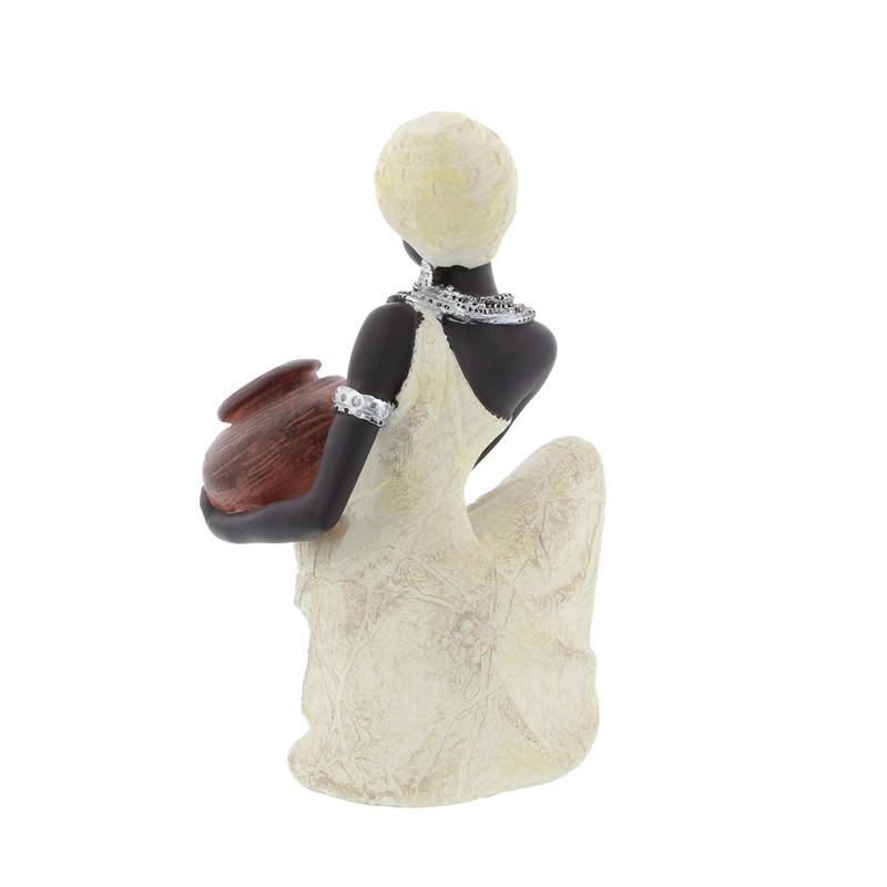 Deco 79 Polystone Woman Sitting African Sculpture with Red Water