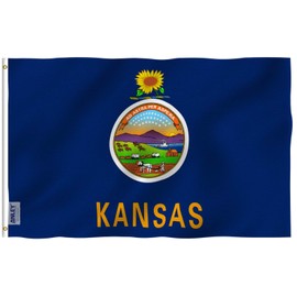 Anley Fly Breeze 3x5 Foot Kansas State Flag - Vivid Color and Fade proof - Canvas Header and Double Stitched - Kansas KS Flags Polyester with Brass Grommets 3 X 5 Ft