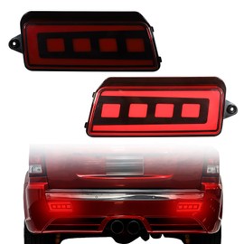 CFDSDE LED Rear Bumper Reflector Lights for Jeep Grand Cherokee 2005-2010 2021-2025 Tail Brake Signal Light DRL Fog Lamps (Red Lens, Fit for 2005-2010)