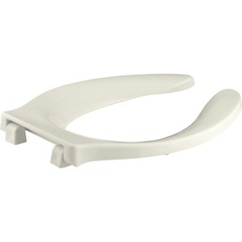 KOHLER K-4731-SC-96 Stronghold Elongated Toilet Seat with Self-Sustaining Check Hinge and Integrated Handle, Biscuit