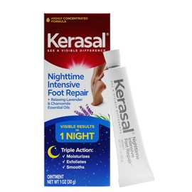Kerasal Nighttime Intensive Foot Repair, Skin Healing Ointment for Cracked Heels and Dry Feet, 1 oz